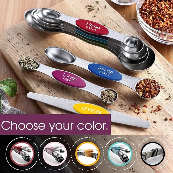 Stainless Steel Magnetic Measuring Spoons Set with Strong Magnets, Heavy Duty Me - Picture 7 of 9